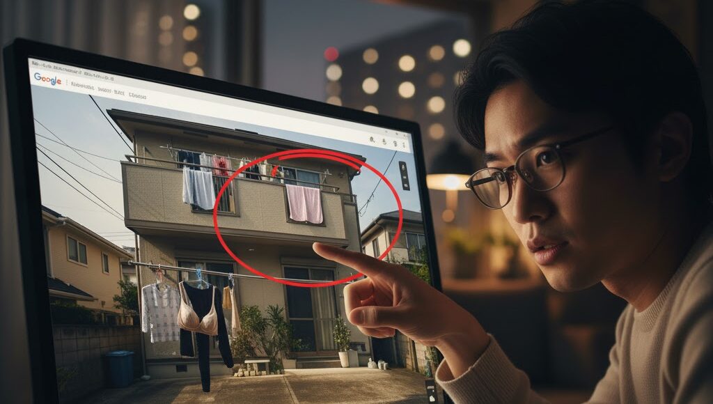 ストリートビューに洗濯物が写ってるか確認する方法