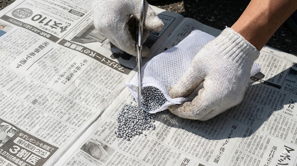 ネット部分の捨て方と素材の確認