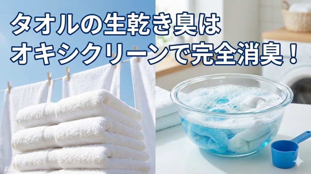 タオルの生乾き臭はオキシクリーンで消える！つけ置きのコツと失敗しない方法
