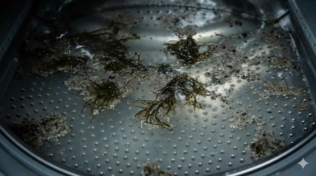 洗濯槽クリーナー使用時に浮き出てきた黒いカビや汚れの塊