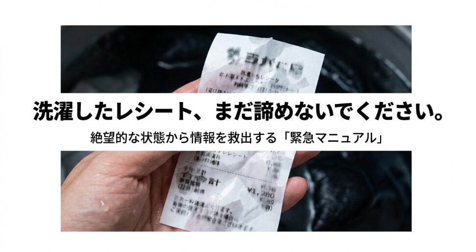 洗濯したレシートを復元するための緊急マニュアルの表紙