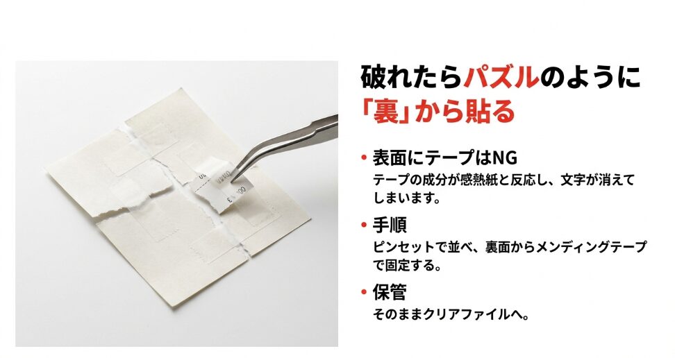 破れたレシートは「裏」から貼るのが鉄則