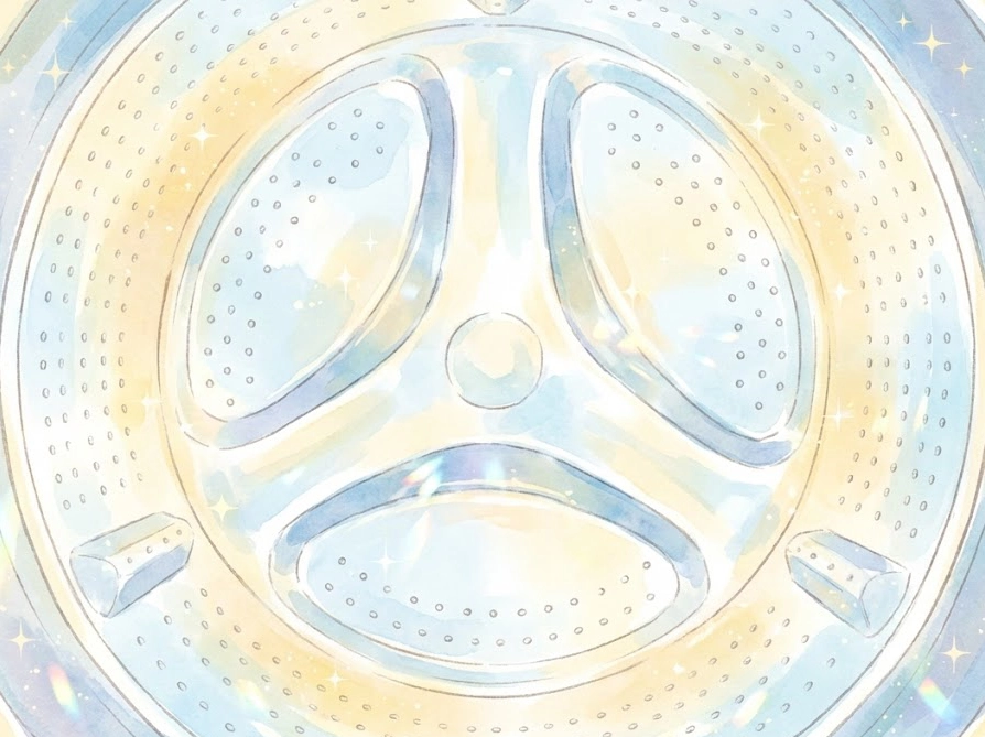 汚れやカビが防がれたピカピカで清潔な洗濯槽の内部イラスト