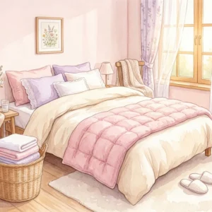 Nウォーム敷きパッドのふわふわな洗い方をイメージした水彩イラスト