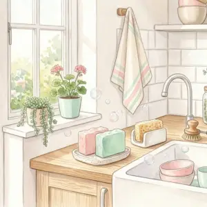 エリート洗剤とミスターQの固形洗剤を比較するイメージイラスト