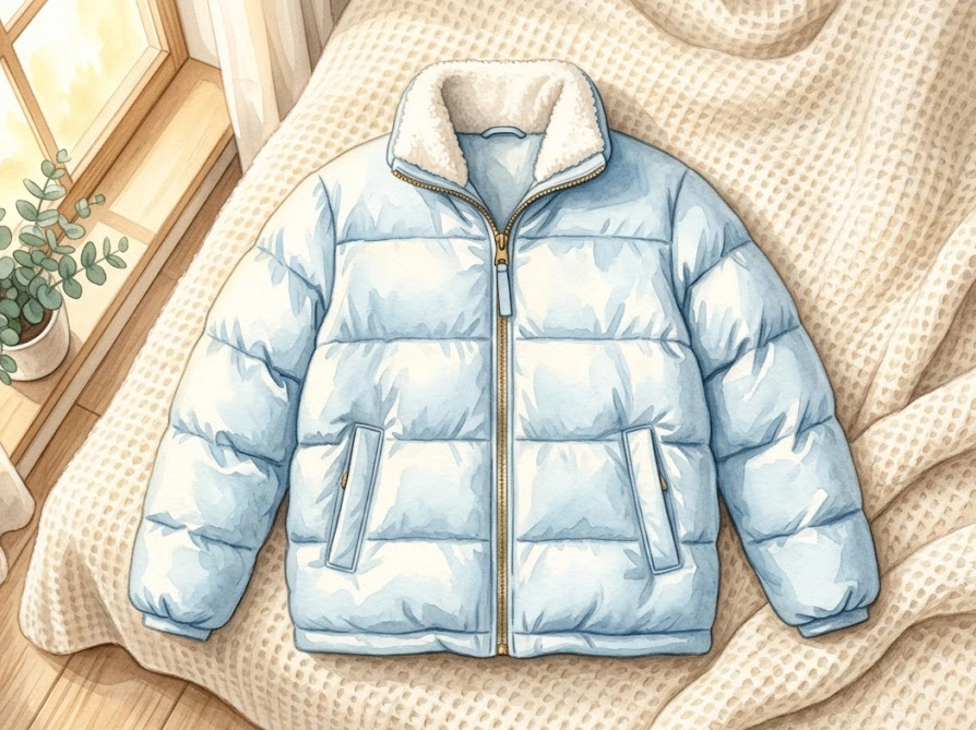 洗濯後にふかふかに仕上がったプリマロフトジャケットのイラスト
