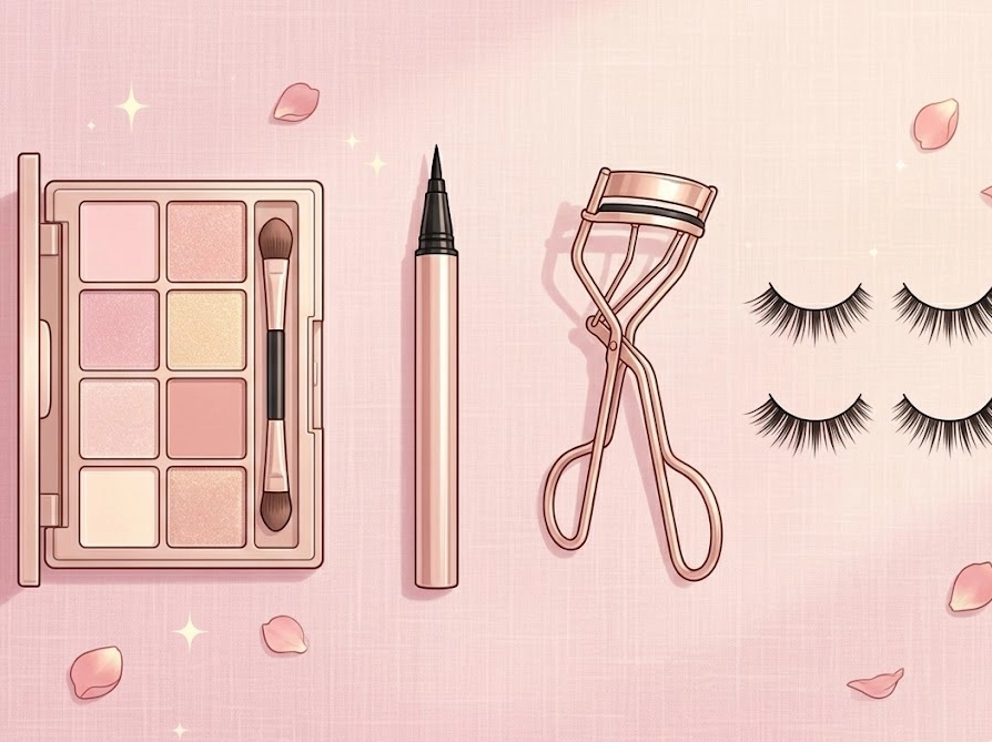 wosadoと相性の良いパウダーアイシャドウやフィルムアイライナーなどメイクアイテムの正しい使用順イメージ