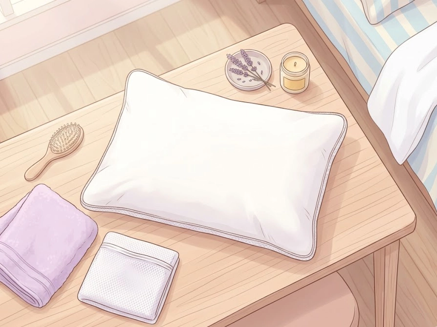 まくらぼの枕を洗濯する前の準備イメージイラスト