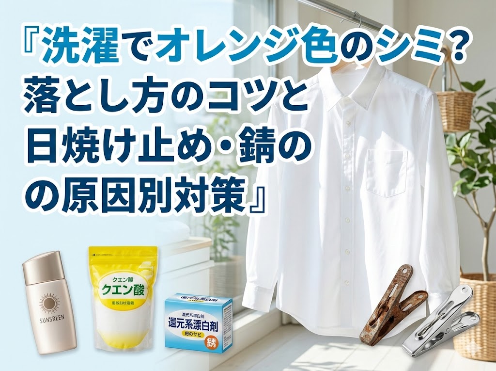洗濯でオレンジ色のシミ?落とし方のコツと日焼け止め・錆の原因別対策