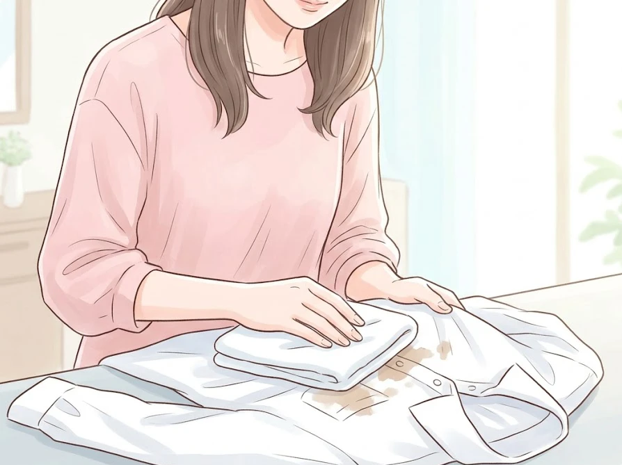 コーヒーのシミをこすらず、優しく叩き出して落とす正しい手順