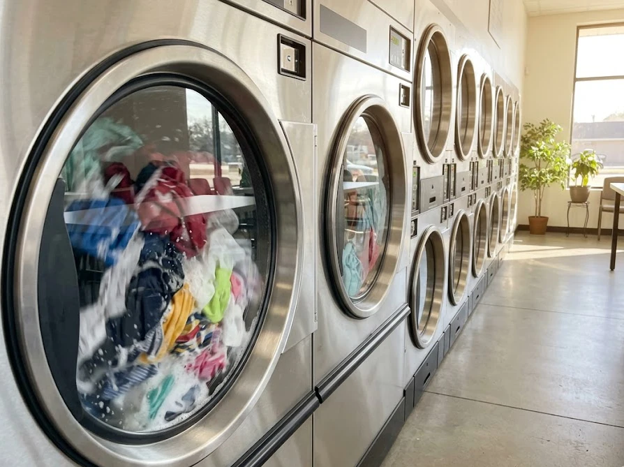 生乾き臭対策として高温殺菌に効果的なコインランドリーの大型乾燥機