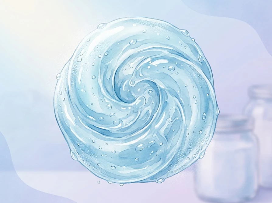 洗剤の成分が濃縮され、ゼリー状の質感に変化していく様子を表現したイメージ