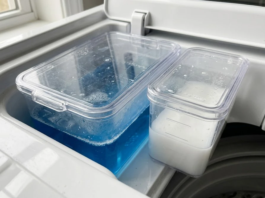 自動投入機能付き洗濯機の、洗剤や柔軟剤を保管する専用タンクの内部構造