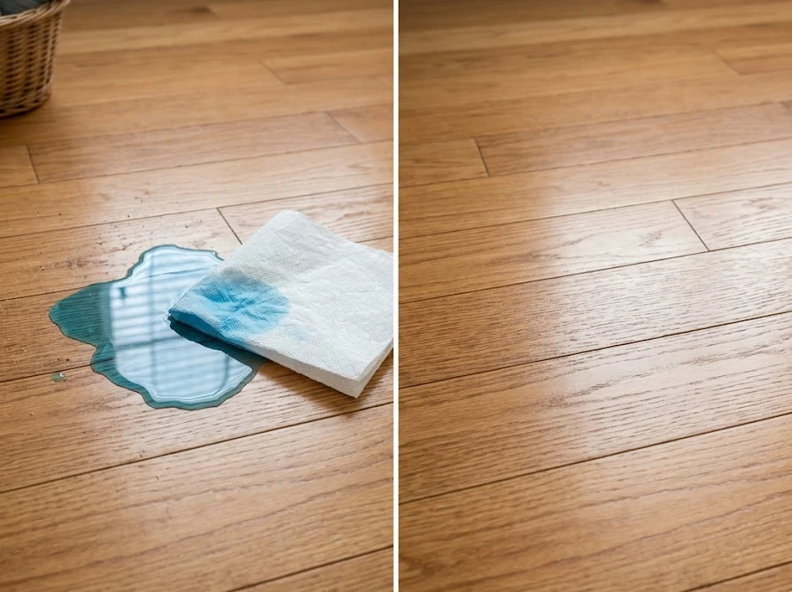 洗剤の入れすぎトラブルを解決し、綺麗に畳まれたタオルを抱えて喜ぶ女性