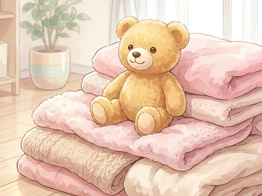 愛らしく甘い香りと衣類のふんわりとした仕上がりをイメージさせるぬいぐるみ