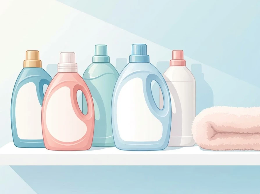 ネイキッドリリーに合うおすすめ洗剤を選ぶために洗面所の棚に並べられた様々なボトル