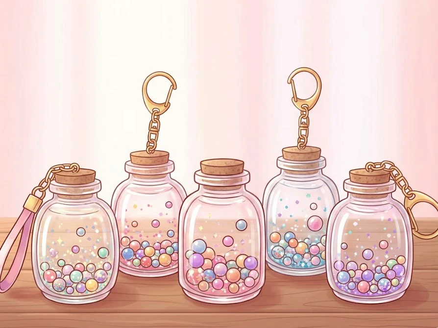 洗濯のりと100均素材で作った可愛い手作りシャカシャカキーホルダー