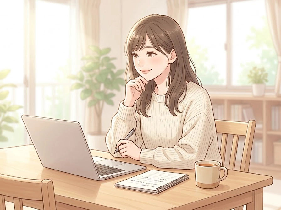 お洗濯の悩みを解決して安心した表情を見せる、家事を楽しむ日本人女性