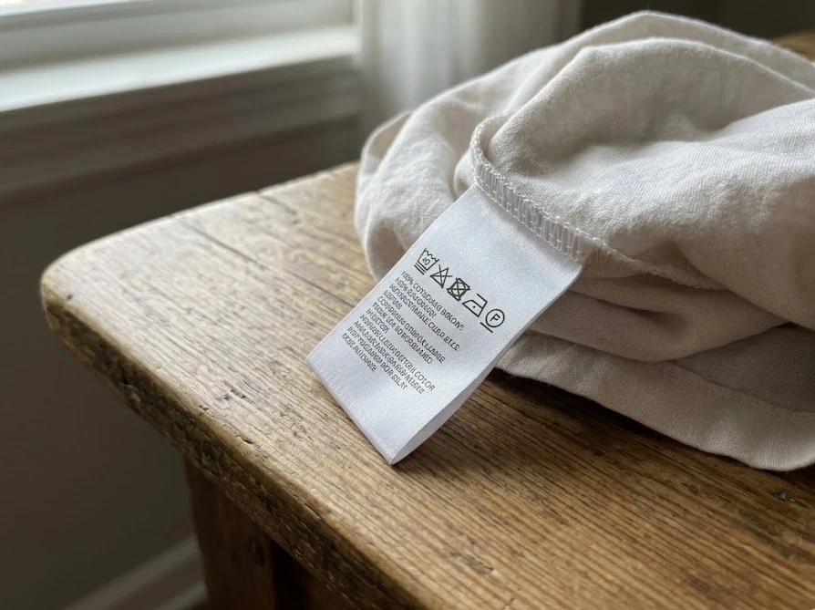 染み抜きで失敗しないためにチェックする、洋服の裏地についている洗濯表示タグ。