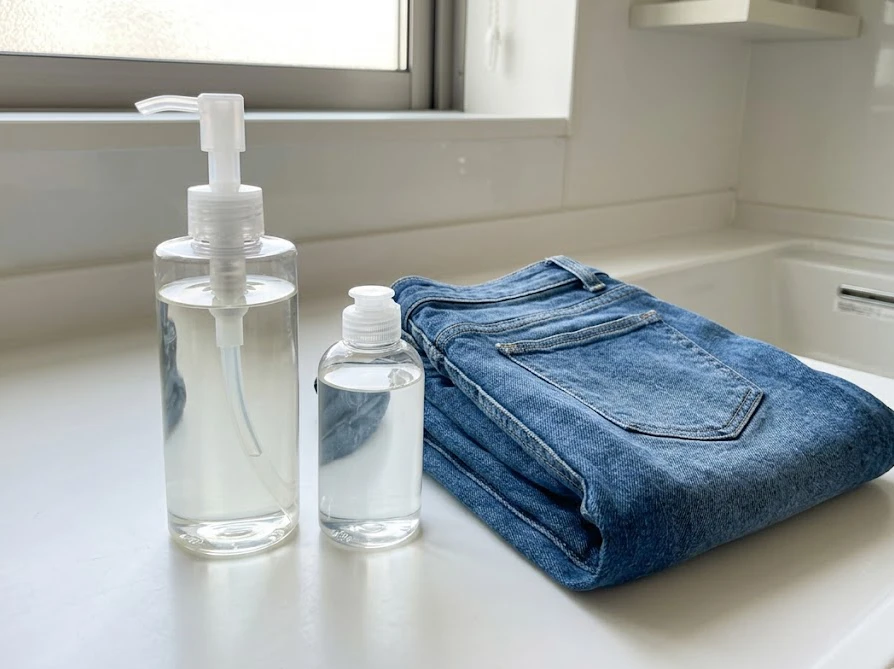 時間がたったデニムの油汚れを落とすために使用するクレンジングオイルと中性洗剤