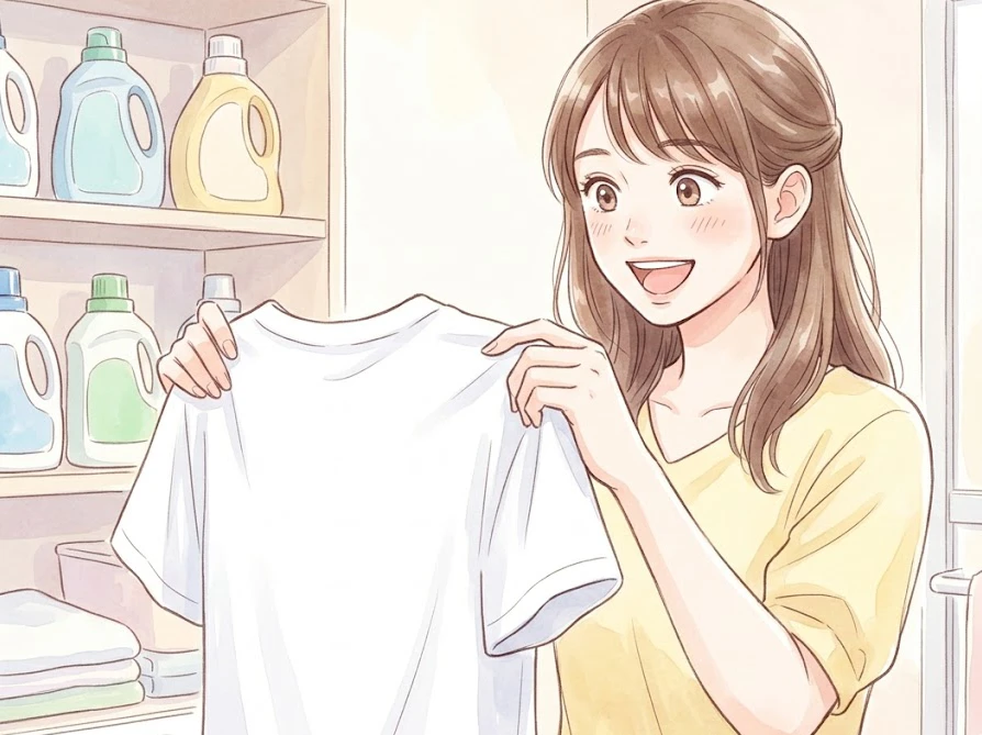 自宅にある洗剤を使ってお気に入りの洋服の染み抜きに挑戦する女性