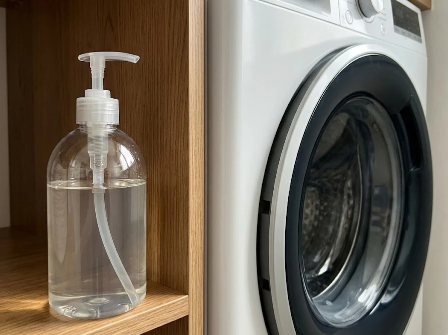 さらさの詰め替え用を移し替えてドラム式洗濯機で計量しやすくしたポンプボトル
