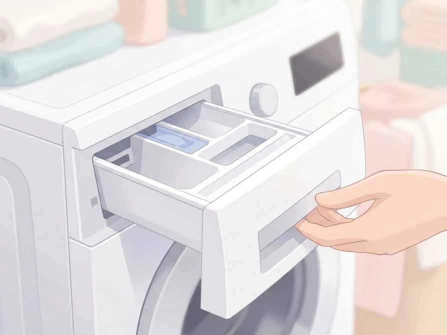 さらさの適量を設定して清潔に保たれたドラム式洗濯機の洗剤自動投入タンク