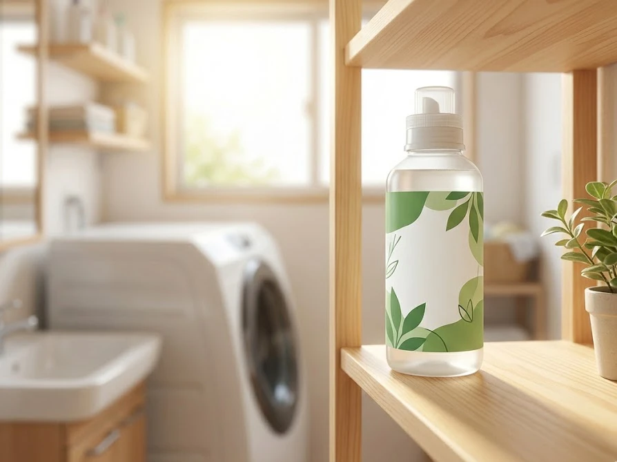 ドラム式洗濯機の自動投入で使える植物由来の無添加洗剤ボトル