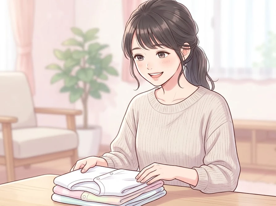 シリコン製のお食事エプロンをつけてテーブルでいちごを食べる子ども