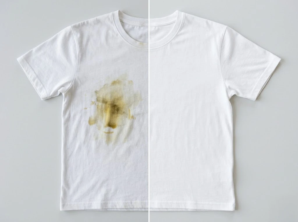 クレンジングオイルを活用して頑固な油染みを落としたTシャツの比較