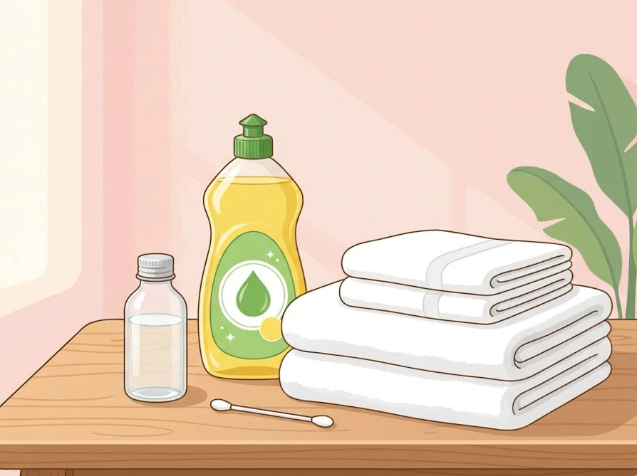 エタノールや台所用洗剤などボールペンインクの落とし方に必要な洗濯アイテム一式