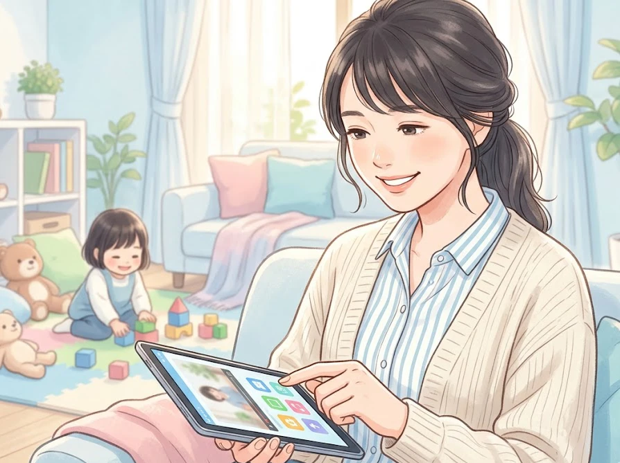アイスリングの中身であるPCM成分の安全性を確認して安心する母親