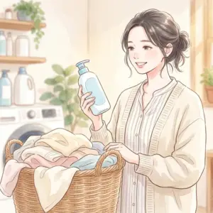 洗濯洗剤が切れて困ったときにシャンプーを代用して安心している女性