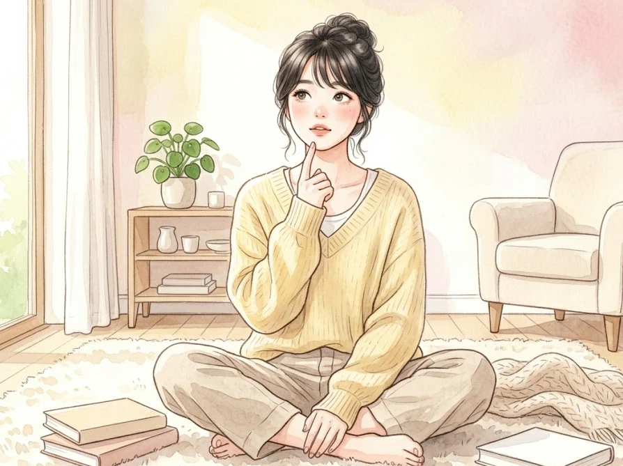 洗濯代行に関するよくある疑問について考える女性。家事代行との違いや違法性についてお答えします。