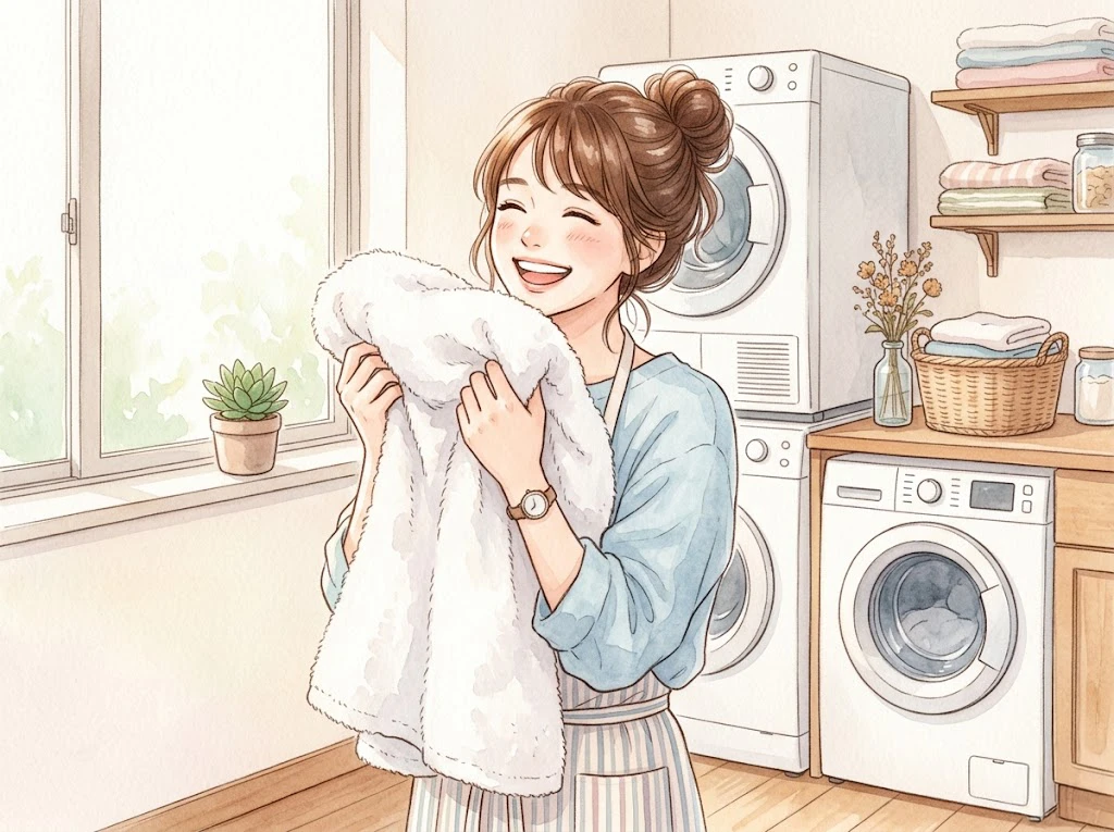 白いブラウスについてしまった時間がたったトマトソースのシミを見て困惑している女性