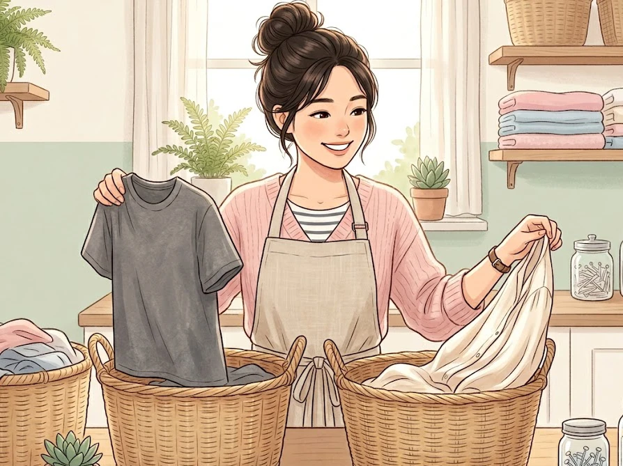 時間がたったトマトソースの赤いシミが残る絶望的な状態から真っ白に復活した衣類のビフォーアフター