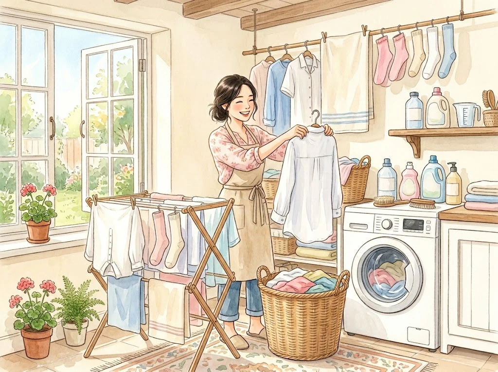 白いブラウスについてしまった時間がたったトマトソースのシミを見て困惑している女性