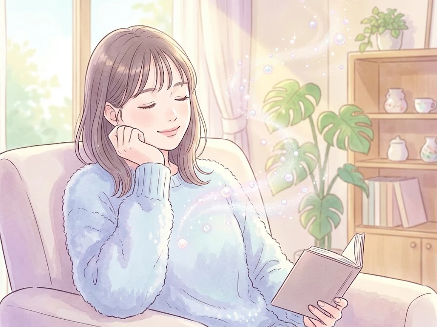 清潔なセーターから優しく香りが広がるイメージ