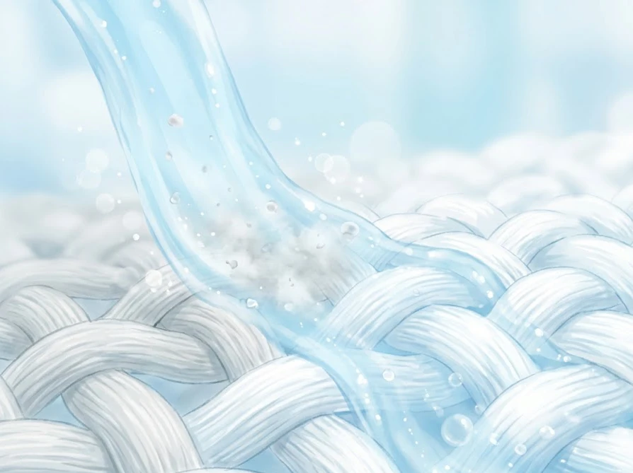 たっぷりの水で繊維の奥まで綺麗にすすぐイメージ