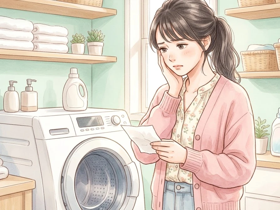 パナソニック製ドラム式洗濯機のダンパー交換や修理費用について悩む女性
