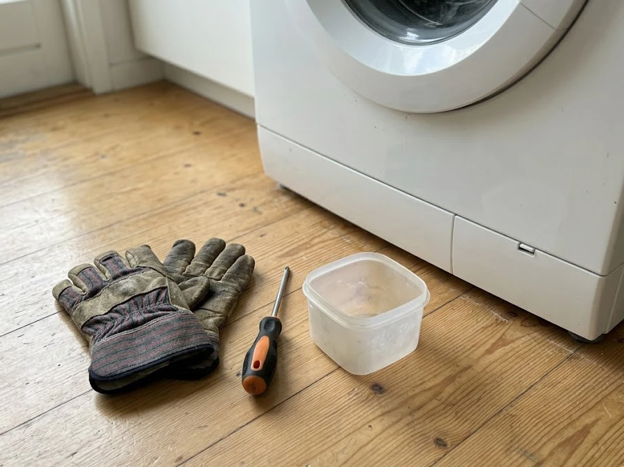 洗濯機のダンパーをDIY交換するために準備した工具と作業用手袋