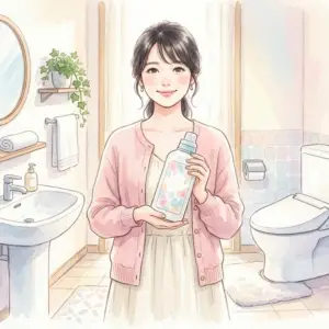 トイレ掃除に柔軟剤を活用する裏ワザの効果と安全性について考える女性