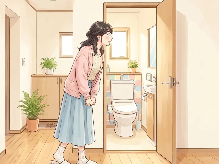 SNSで話題の柔軟剤をトイレに使う裏ワザの効果と危険性に疑問を持つ女性