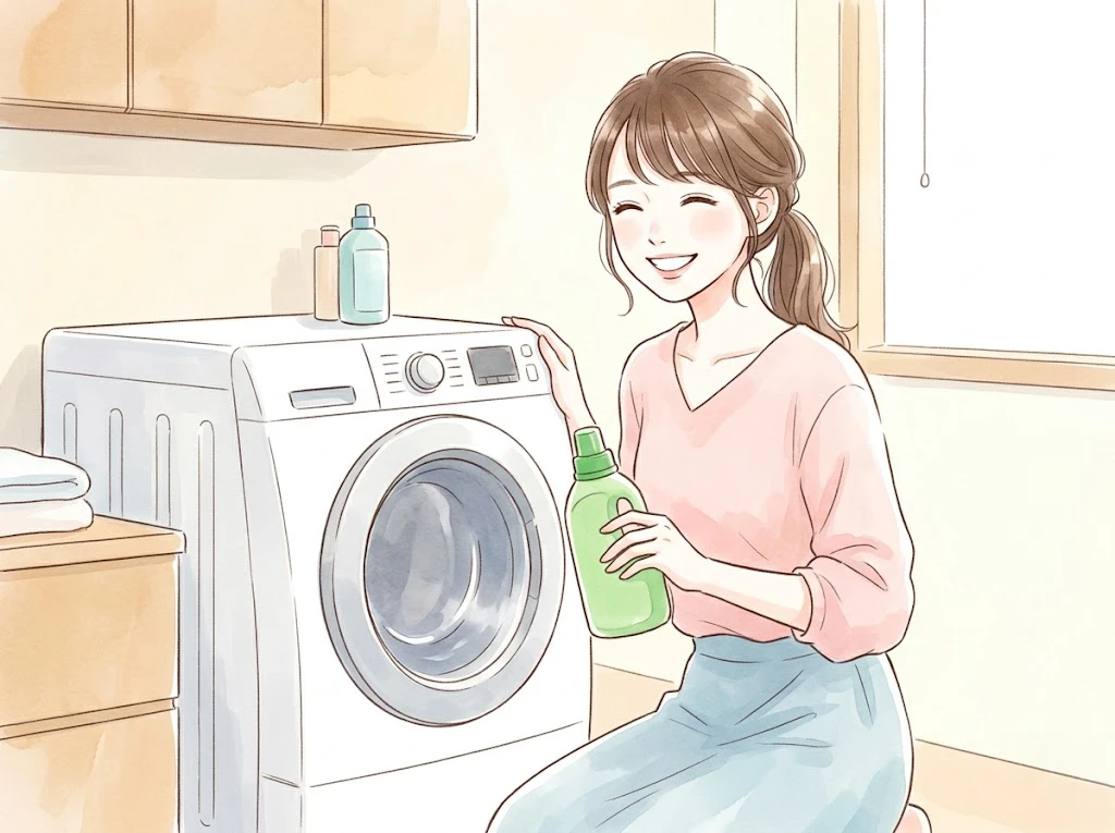 キッチンハイターを洗濯槽の掃除に代用する方法を解説するイメージ