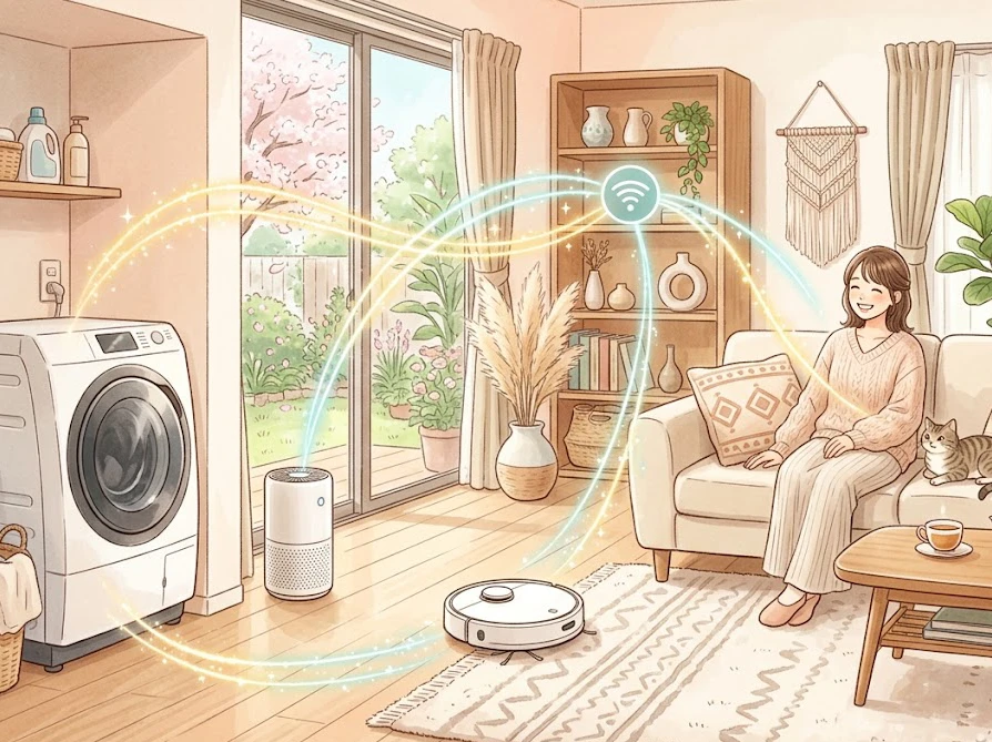 スマート家電がネットワークでつながるエコシステムのイメージ